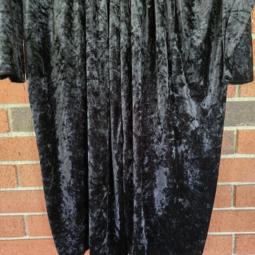 Vintage Hayley Too Black Velvet Dress 90s Y2K Wimsigoth Dark Romantic Size M - Picture 3 of 7